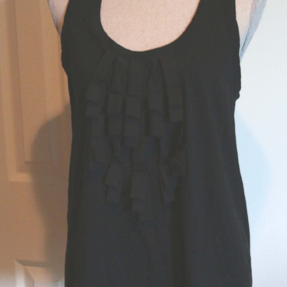 Banana Republic Ruffle Detail Black T back Tank L